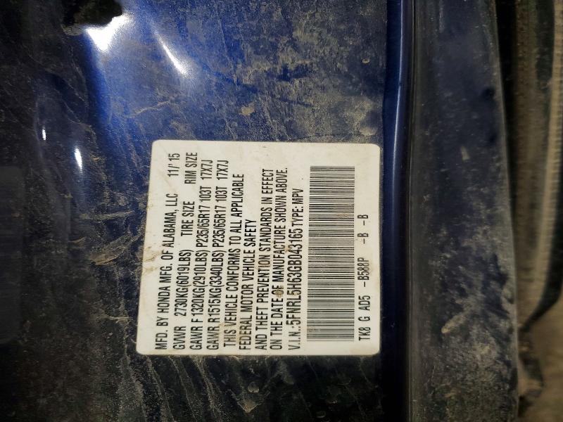2016 Honda Odyssey მანქანა იყიდება აუქციონზე, vin: 5FNRL5H63GB043165, აუქციონის ნომერი: 51528756