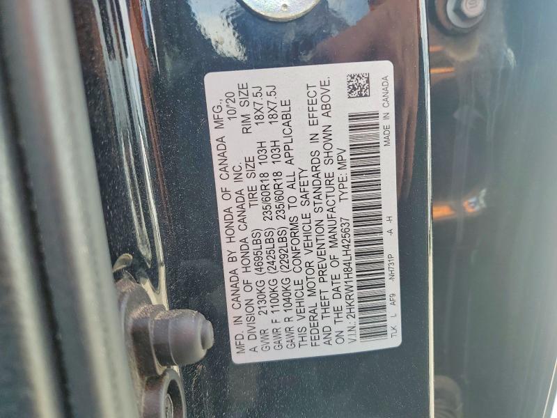 Aukcja sprzedaży 2020 Honda Cr-v, vin: 2HKRW1H84LH425637, numer aukcji: 53340146