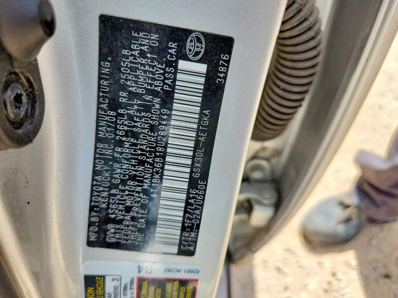 Aukcja sprzedaży 2008 Toyota Avalon, vin: 4T1BK36B18U289449, numer aukcji: 55737806
