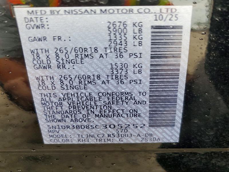 Продаж на аукціоні авто 2025 Nissan Pathfinder, vin: 5N1DR3BD8SC305252, номер лоту: 53984496