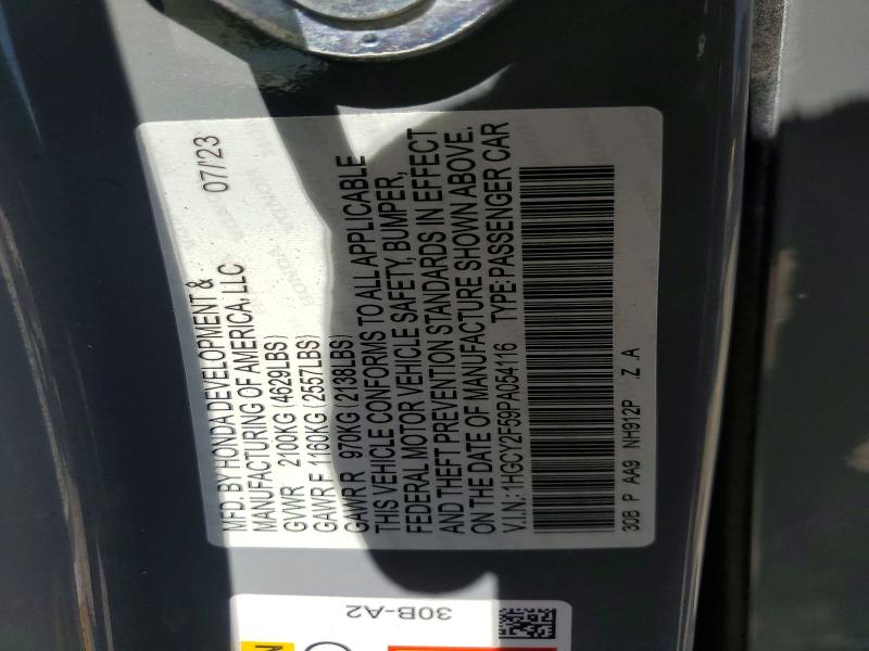 53223636 :رقم المزاد ، 1HGCY2F59PA054116 vin ، 2023 Honda Accord مزاد بيع