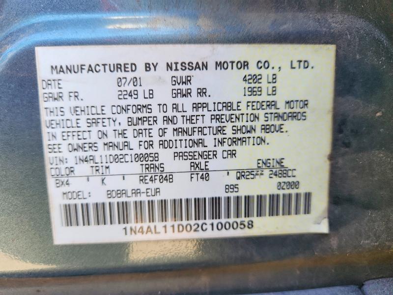 Aukcja sprzedaży 2002 Nissan Altima, vin: 1N4AL11D02C100058, numer aukcji: 54676206