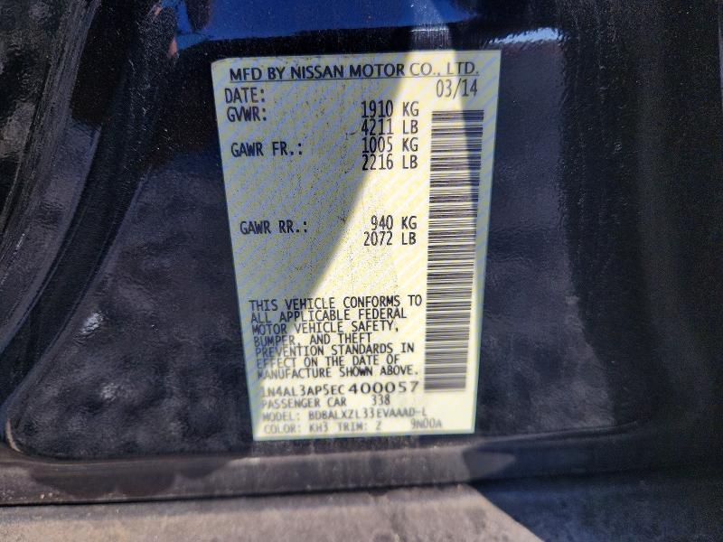 Aukcja sprzedaży 2014 Nissan Altima, vin: 1N4AL3AP5EC400057, numer aukcji: 53581406