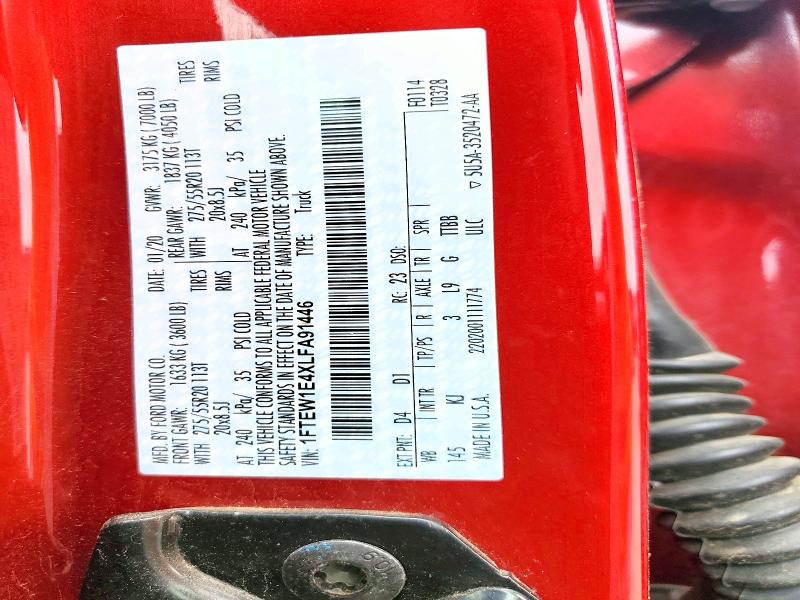 Продажа на аукционе авто 2020 Ford F150, vin: 1FTEW1E4XLFA91446, номер лота: 52435716