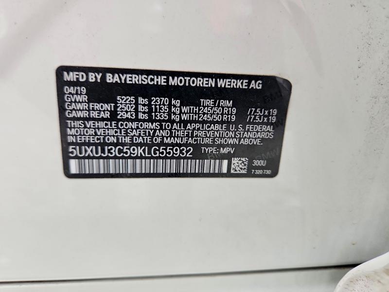 52681016 :رقم المزاد ، 5UXUJ3C59KLG55932 vin ، 2019 Bmw X4 مزاد بيع