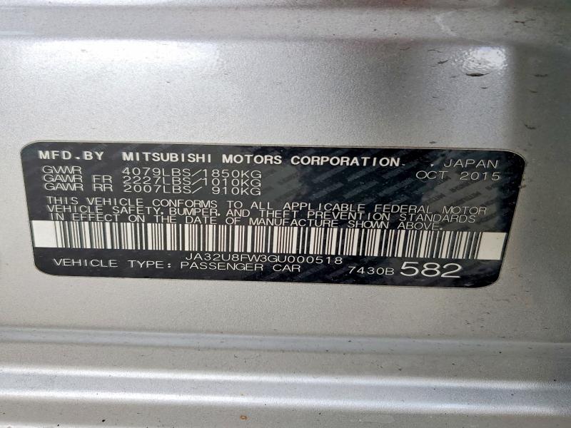 Продаж на аукціоні авто 2016 Mitsubishi Lancer, vin: JA32U8FW3GU000518, номер лоту: 53687016