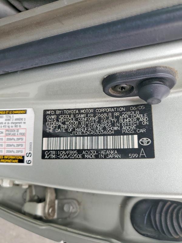Aukcja sprzedaży 2005 Toyota Camry, vin: JTDBE32K453034684, numer aukcji: 54890686