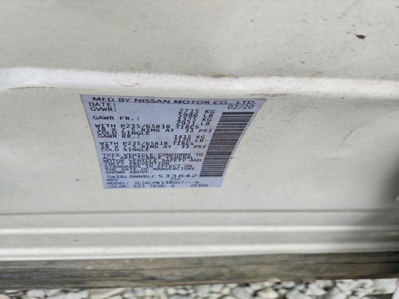2020 Infiniti Qx60 მანქანა იყიდება აუქციონზე, vin: 5N1DL0MN8LC533842, აუქციონის ნომერი: 51971786
