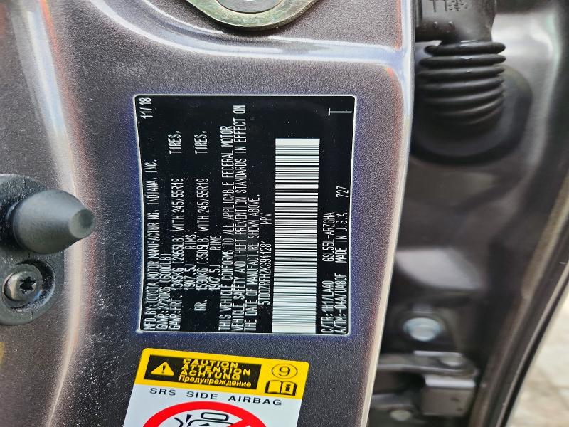 Aukcja sprzedaży 2019 Toyota Highlander, vin: 5TDDZRFH2KS941281, numer aukcji: 53921966