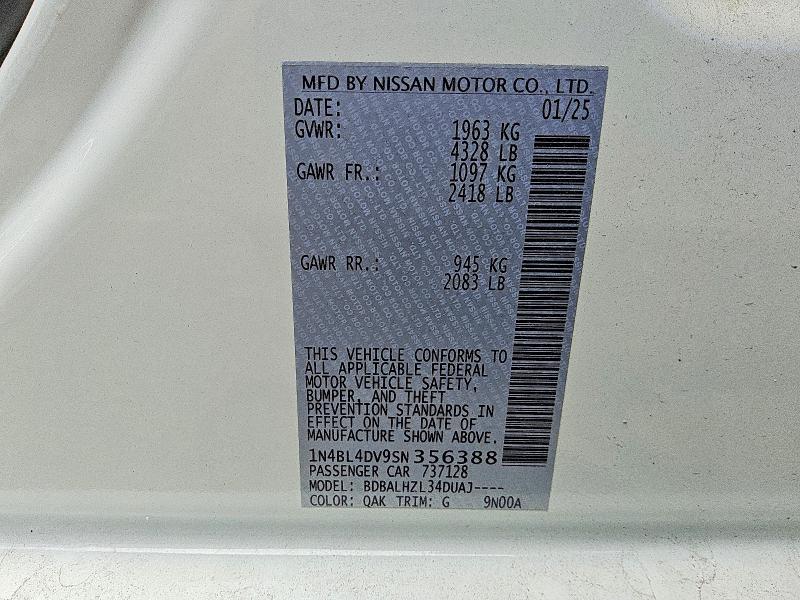 Aukcja sprzedaży 2025 Nissan Altima, vin: 1N4BL4DV9SN356388, numer aukcji: 55275216