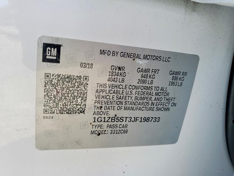 Продаж на аукціоні авто 2018 Chevrolet Malibu, vin: 1G1ZB5ST3JF198733, номер лоту: 55560696