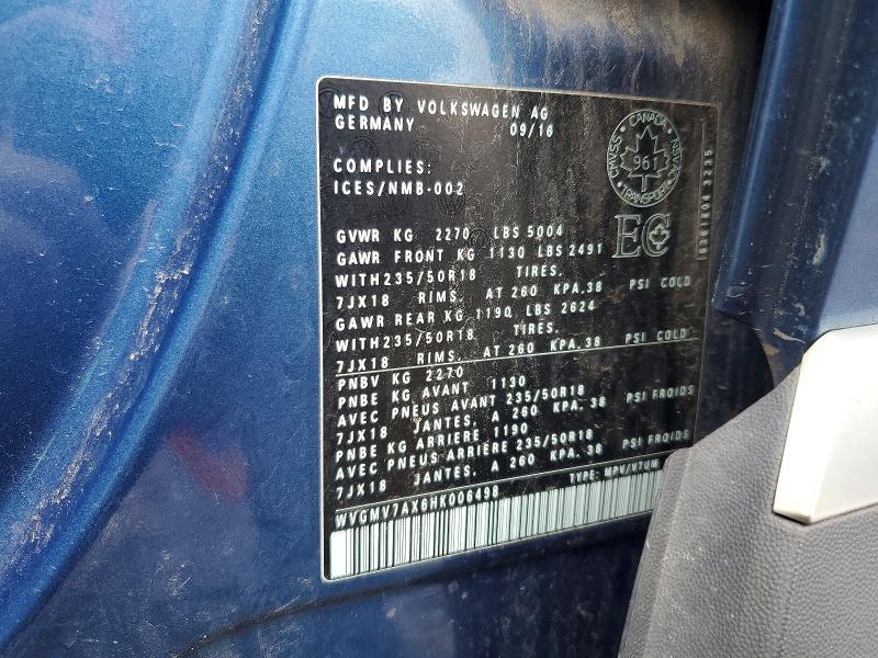 Продажа на аукционе авто 2017 Volkswagen Tiguan, vin: WVGMV7AX6HK006498, номер лота: 53595566