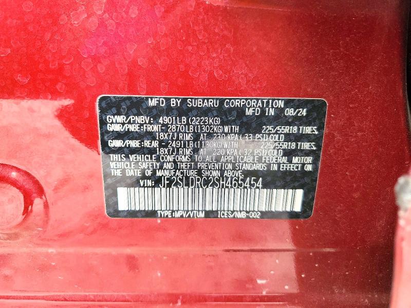 2025 Subaru Forester მანქანა იყიდება აუქციონზე, vin: JF2SLDRC2SH465454, აუქციონის ნომერი: 52603646