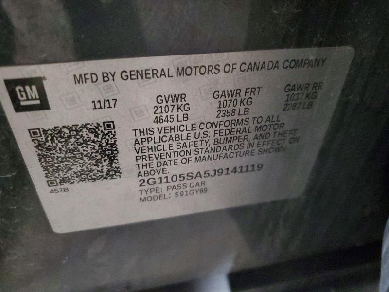 Продажа на аукционе авто 2018 Chevrolet Impala, vin: 2G1105SA5J9141119, номер лота: 53028586