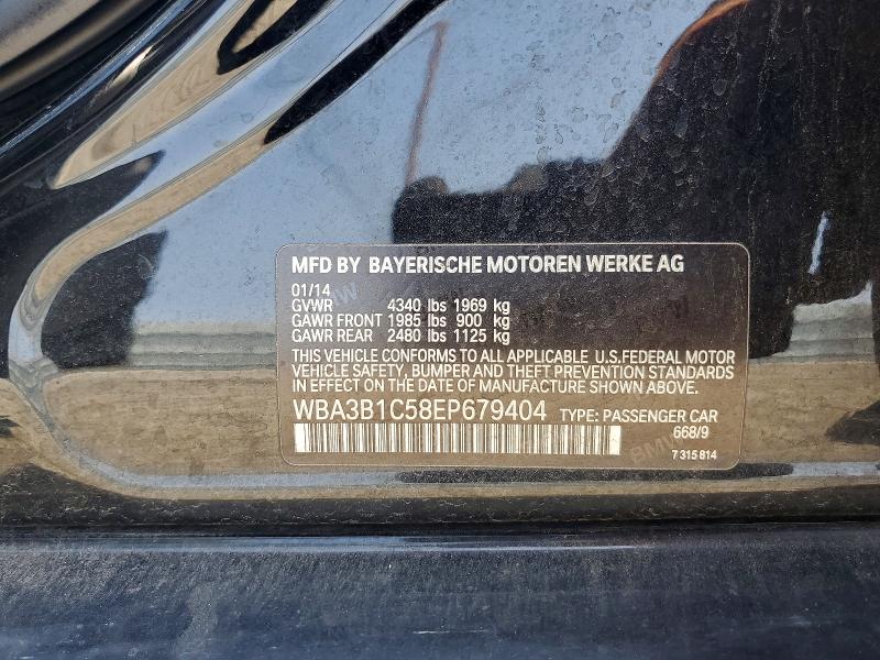 2014 Bmw 320 მანქანა იყიდება აუქციონზე, vin: WBA3B1C58EP679404, აუქციონის ნომერი: 53397536