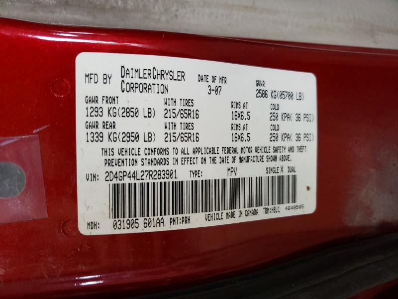 Продажа на аукционе авто 2007 Dodge Grand Caravan, vin: 2D4GP44L27R283901, номер лота: 53652996