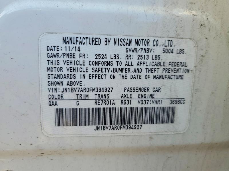 53225216 :رقم المزاد ، JN1BV7AR0FM394927 vin ، 2015 Infiniti Q50 مزاد بيع