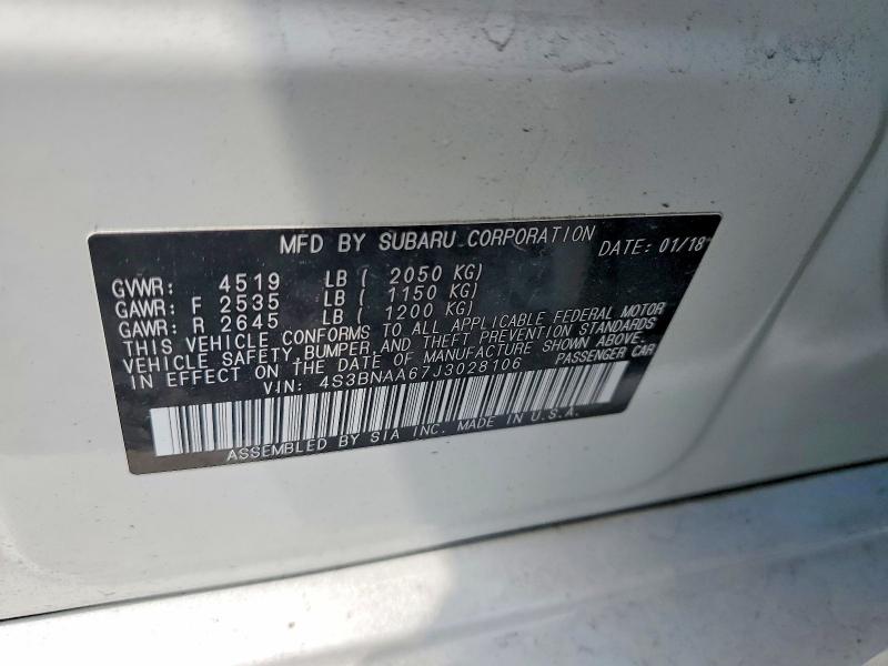 2018 Subaru Legacy მანქანა იყიდება აუქციონზე, vin: 4S3BNAA67J3028106, აუქციონის ნომერი: 52920776
