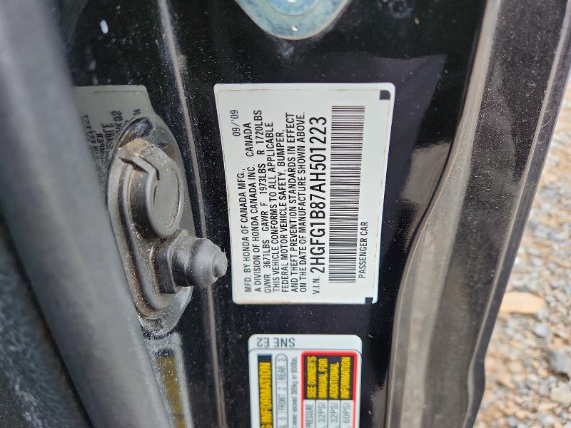 2010 Honda Civic მანქანა იყიდება აუქციონზე, vin: 2HGFG1B87AH501223, აუქციონის ნომერი: 53934786