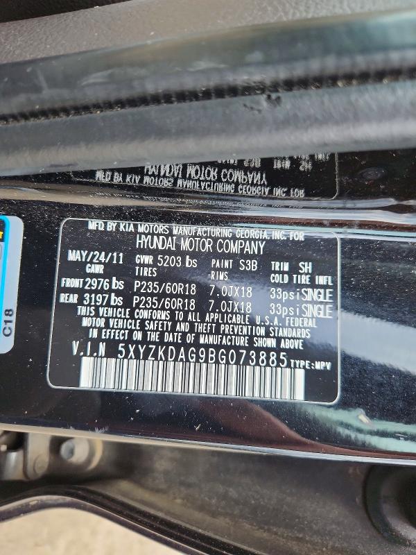 Продаж на аукціоні авто 2011 Hyundai Santa Fe, vin: 5XYZKDAG9BG073885, номер лоту: 53921686