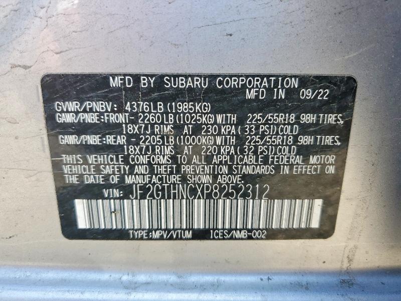 2023 Subaru Crosstrek მანქანა იყიდება აუქციონზე, vin: JF2GTHNCXP8252312, აუქციონის ნომერი: 55496066