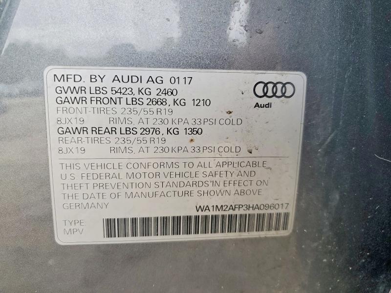 Aukcja sprzedaży 2017 Audi Q5, vin: WA1M2AFP3HA096017, numer aukcji: 50472436