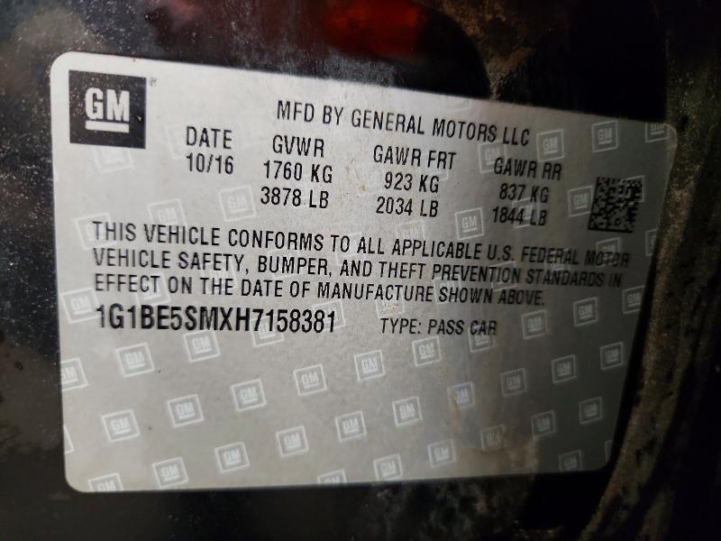 Aukcja sprzedaży 2017 Chevrolet Cruze, vin: 1G1BE5SMXH7158381, numer aukcji: 54271576