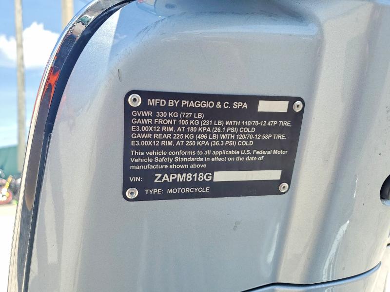 Продажа на аукционе авто 2023 Vespa Primavera/sprint, vin: ZAPM818GXP5911269, номер лота: 52013756