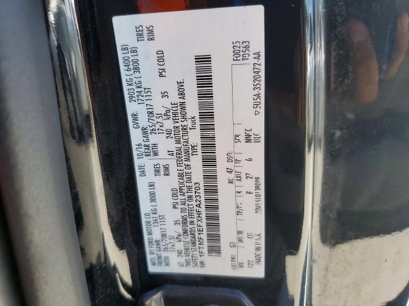 Aukcja sprzedaży 2017 Ford F150, vin: 1FTMF1EFXHFA23703, numer aukcji: 51960866
