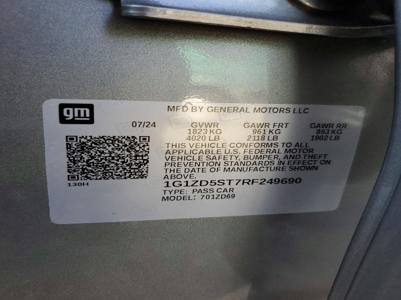 53929516 :رقم المزاد ، 1G1ZD5ST7RF249690 vin ، 2024 Chevrolet Malibu مزاد بيع