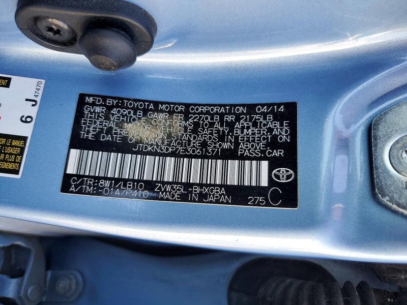 Aukcja sprzedaży 2014 Toyota Prius Plug-in Hybrid, vin: JTDKN3DP7E3061371, numer aukcji: 54415446