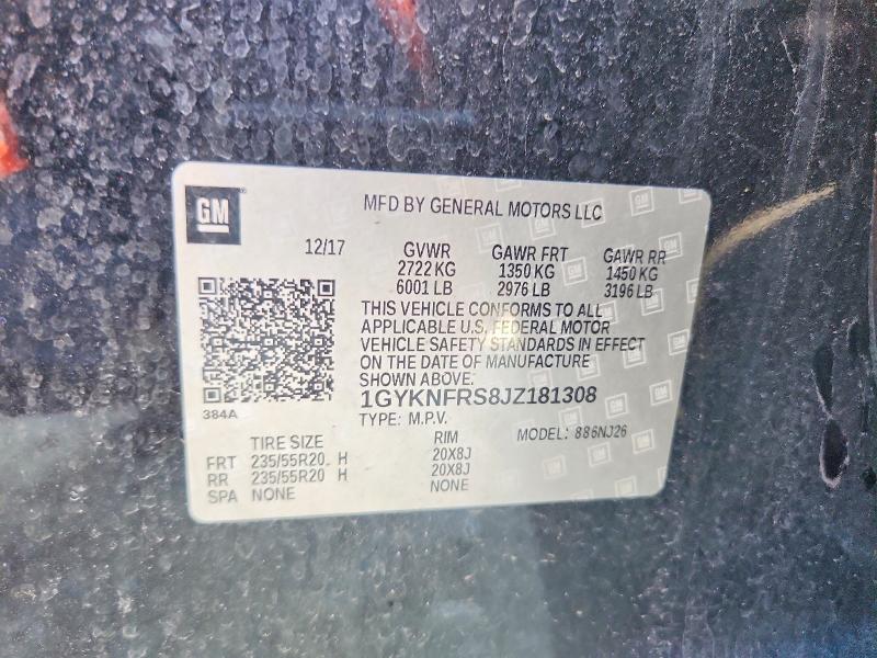 52126346 :رقم المزاد ، 1GYKNFRS8JZ181308 vin ، 2018 Cadillac Xt5 مزاد بيع