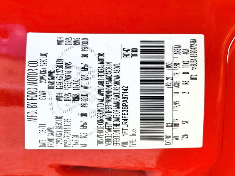 2011 Ford Ranger მანქანა იყიდება აუქციონზე, vin: 1FTLR4FE3BPA87142, აუქციონის ნომერი: 54310416