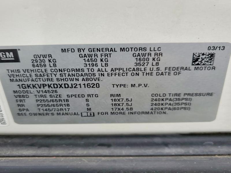 Aukcja sprzedaży 2013 Gmc Acadia, vin: 1GKKVPKDXDJ211620, numer aukcji: 54347656
