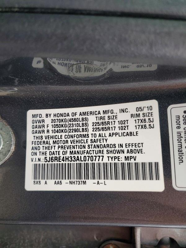 Aukcja sprzedaży 2010 Honda Cr-v, vin: 5J6RE4H33AL070777, numer aukcji: 52223896