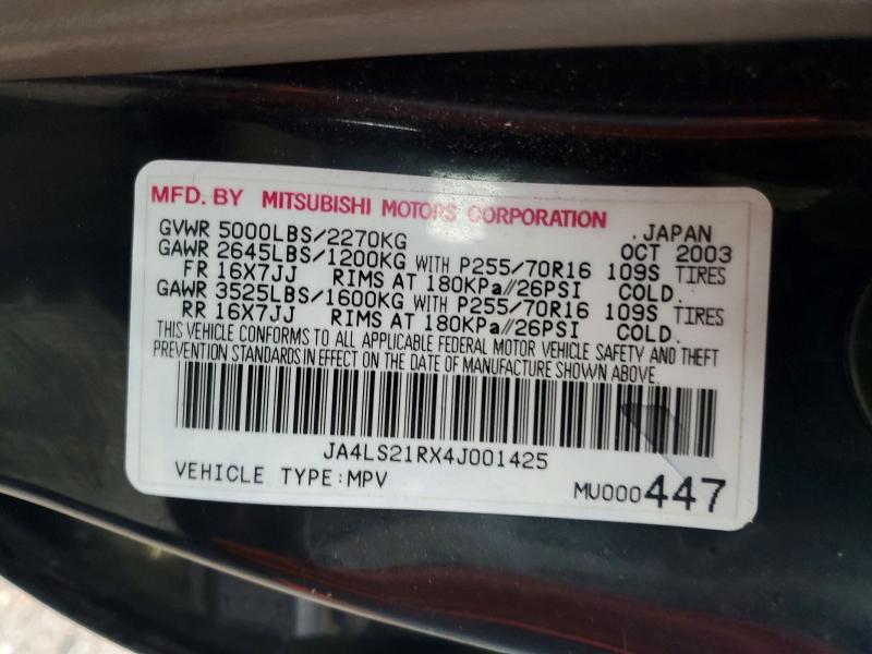 Продажа на аукционе авто 2004 Mitsubishi Montero, vin: JA4LS21RX4J001425, номер лота: 52739786