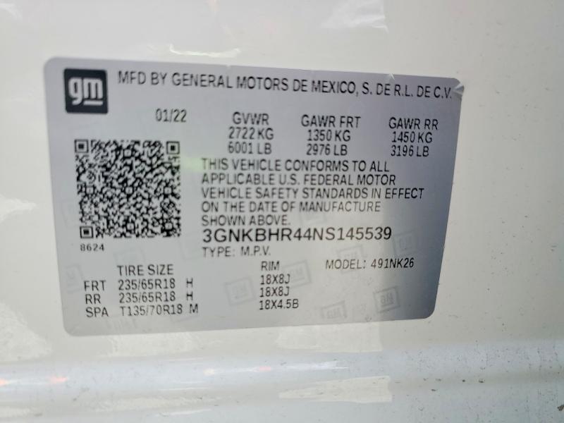 Aukcja sprzedaży 2022 Chevrolet Blazer, vin: 3GNKBHR44NS145539, numer aukcji: 55046996