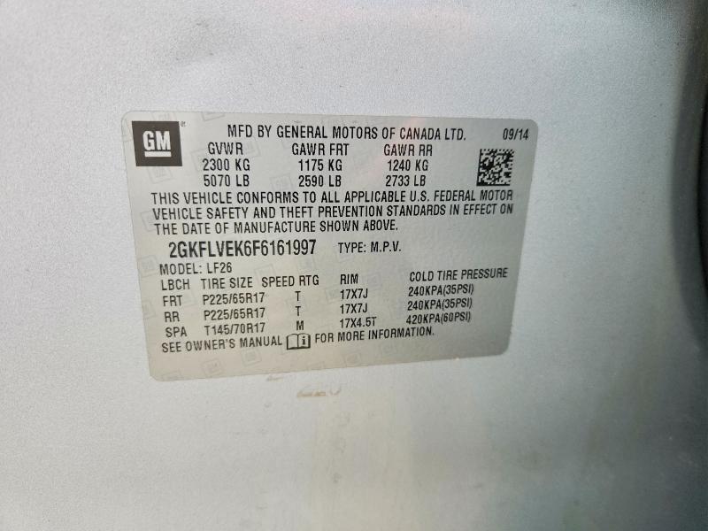 54772376 :رقم المزاد ، 2GKFLVEK6F6161997 vin ، 2015 Gmc Terrain مزاد بيع