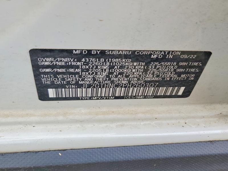 Aukcja sprzedaży 2023 Subaru Crosstrek, vin: JF2GTHNC2PH260307, numer aukcji: 52102716