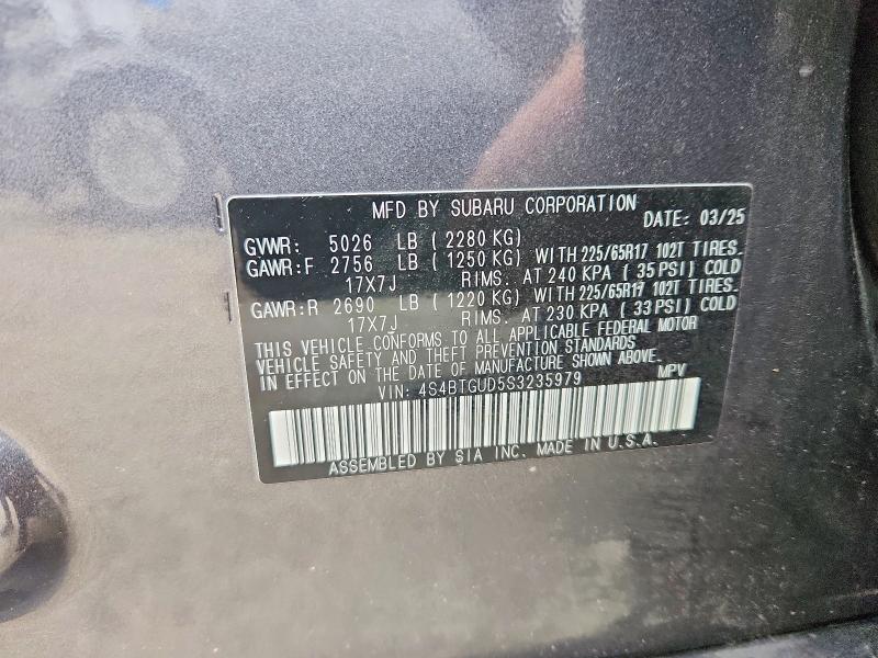 Aukcja sprzedaży 2025 Subaru Outback, vin: 4S4BTGUD5S3235979, numer aukcji: 53955456