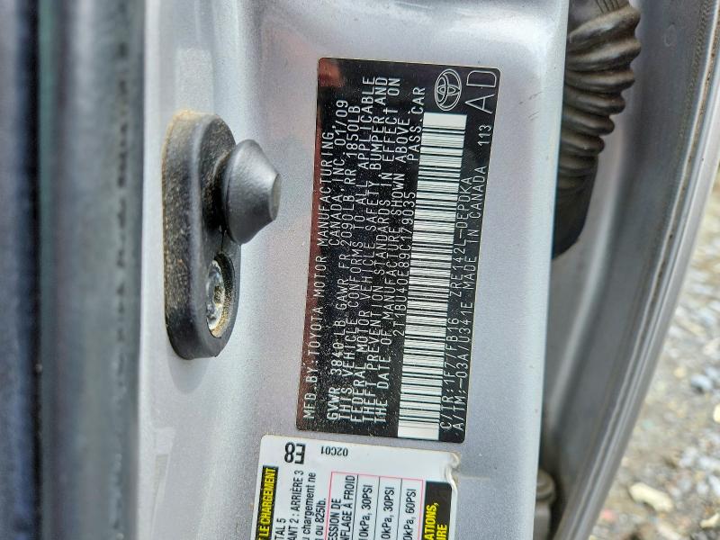 53557856 :رقم المزاد ، 2T1BU40E89C179035 vin ، 2009 Toyota Corolla مزاد بيع