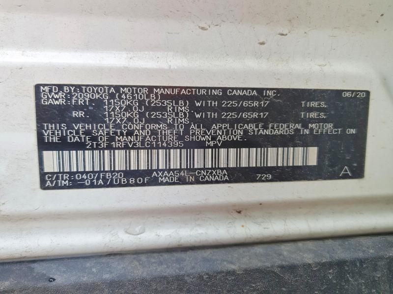 Auction sale of the 2020 Toyota Rav4, vin: 2T3F1RFV3LC114395, lot number: 52744956