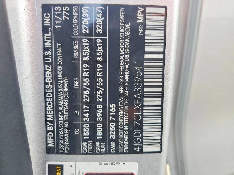 52484726 :رقم المزاد ، 4JGDF7CEXEA339541 vin ، 2014 Mercedes-benz Gl مزاد بيع