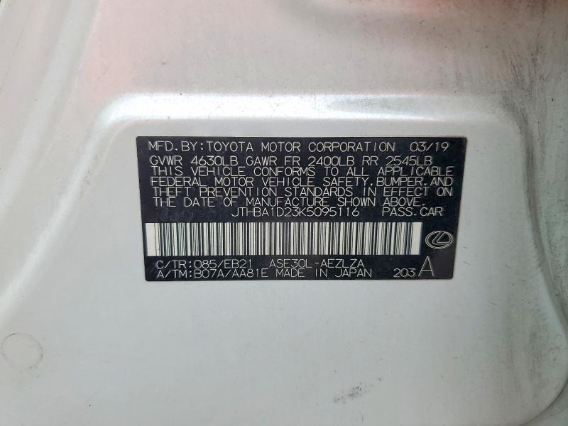 Продажа на аукционе авто 2019 Lexus Is, vin: JTHBA1D23K5095116, номер лота: 52772176