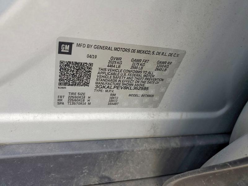 54085806 :رقم المزاد ، 3GKALPEV8KL362595 vin ، 2019 Gmc Terrain مزاد بيع