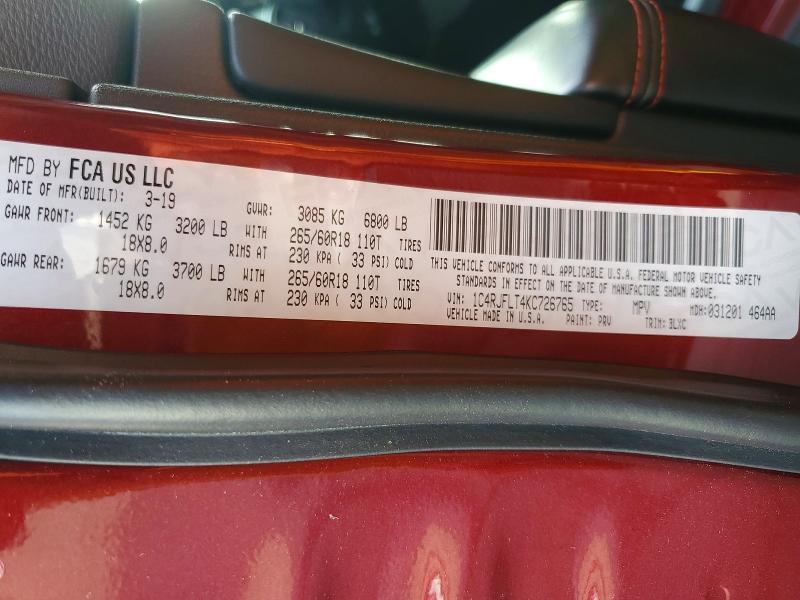 Aukcja sprzedaży 2019 Jeep Grand Cherokee, vin: 1C4RJFLT4KC726765, numer aukcji: 53791336