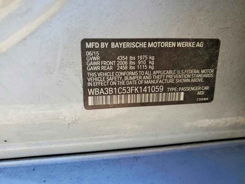 Aukcja sprzedaży 2015 Bmw 320, vin: WBA3B1C53FK141059, numer aukcji: 53886306