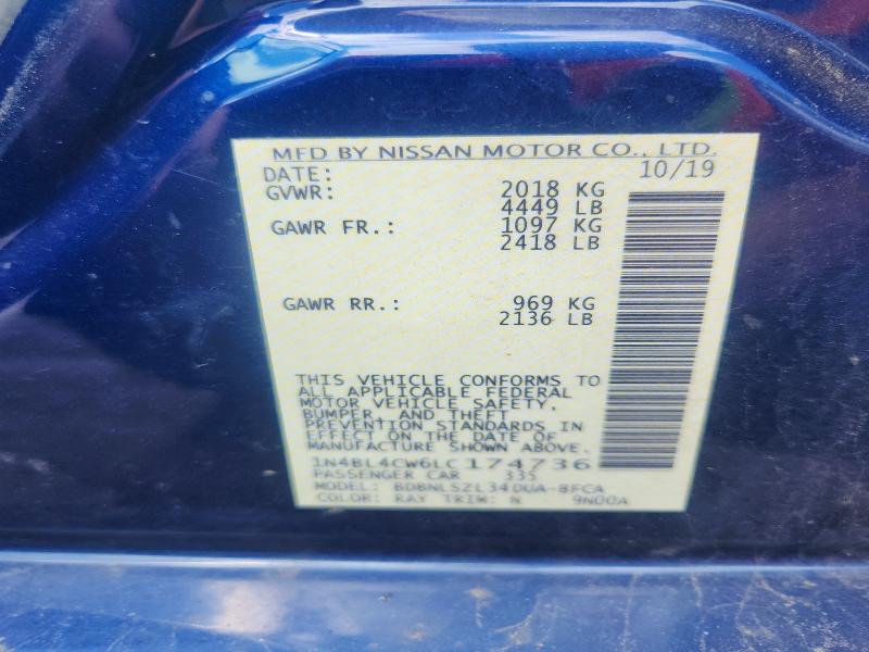 Продаж на аукціоні авто 2020 Nissan Altima, vin: 1N4BL4CW6LC174736, номер лоту: 52300506