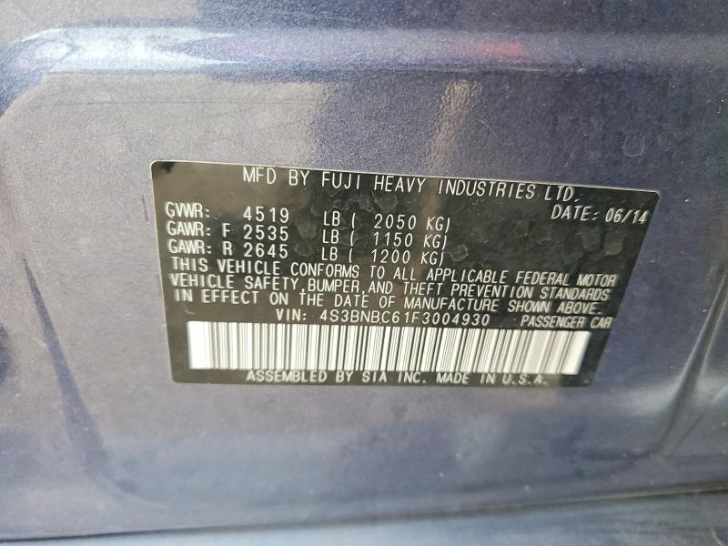 Aukcja sprzedaży 2015 Subaru Legacy, vin: 4S3BNBC61F3004930, numer aukcji: 53899046