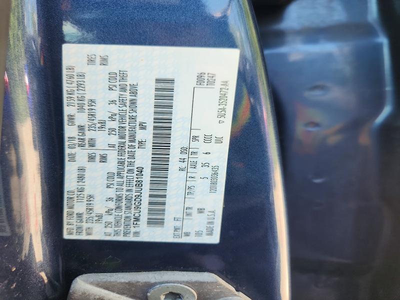 2018 Ford Escape მანქანა იყიდება აუქციონზე, vin: 1FMCU9GD9JUB81040, აუქციონის ნომერი: 54158736